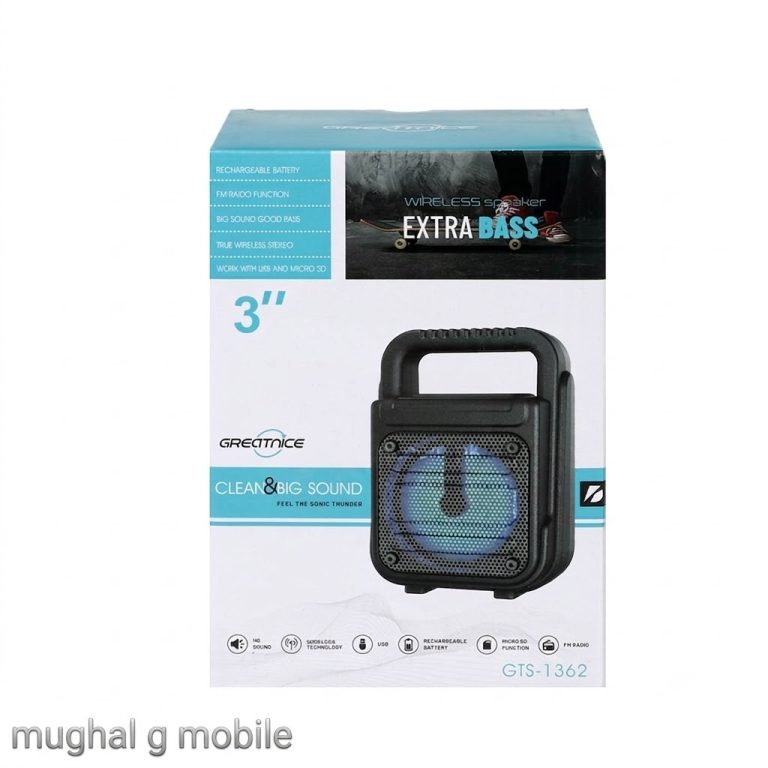 GTS-1362 3-Inch Portable Bluetooth Speaker with USB, TF Card, FM Radio & RGB LED Lighting