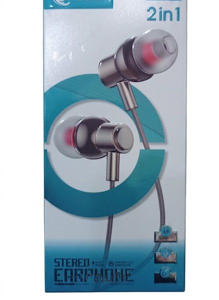 J-CELL J-125 2-in-1 Premium Stereo Earphones – Diamond Cut High-Fidelity Wired Headset