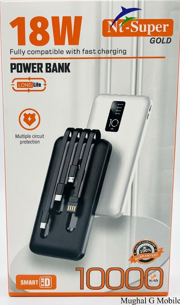 70a3f5d2-8536-40d1-a045-00bf3141ef3f NT-Super Gold 10000mAh Power Bank with Built-in Cable | Fast Charging 3A | Type-C & USB Output