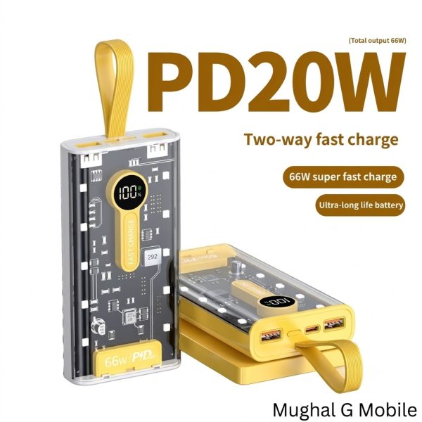 10000mAh transparent power bank with 66W fast charging