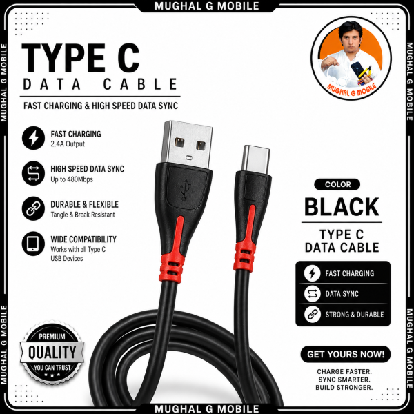 TYPE-C Data Cable Branded Lot Fast Charging Android TYPE C cable | MUGHAL G MOBILE