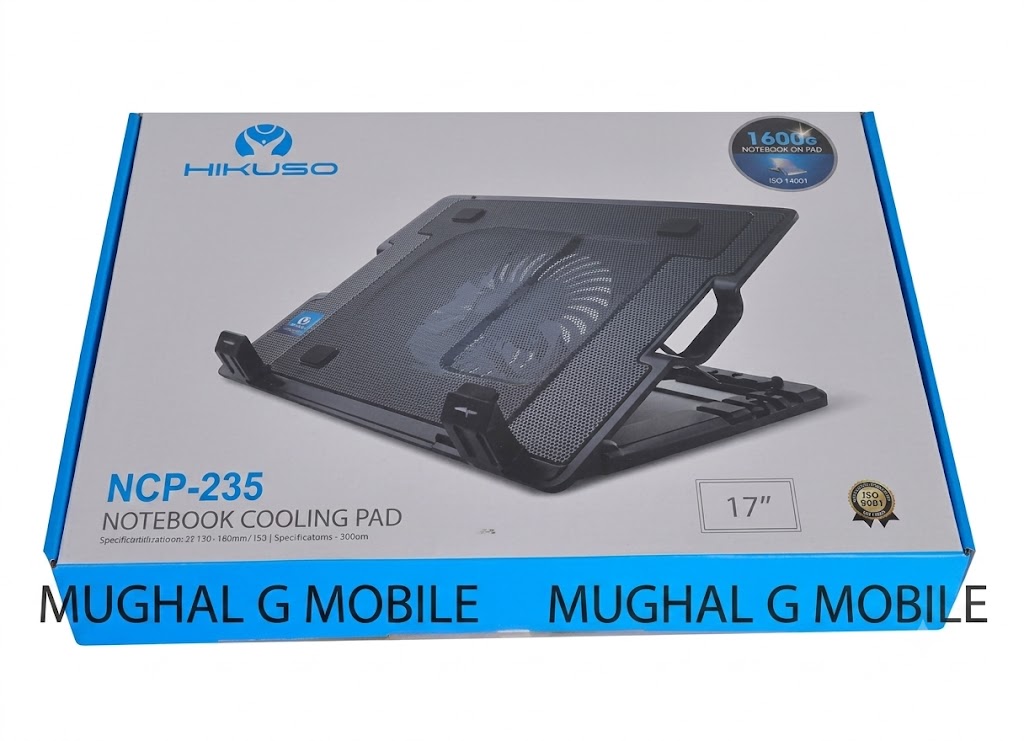 Mikuso NCP-235 Gaming Laptop Cooling Fan | Dual 140mm Silent Fans | Mesh Panel & Dual USB Ports | Ergonomic 4-Angle Stand