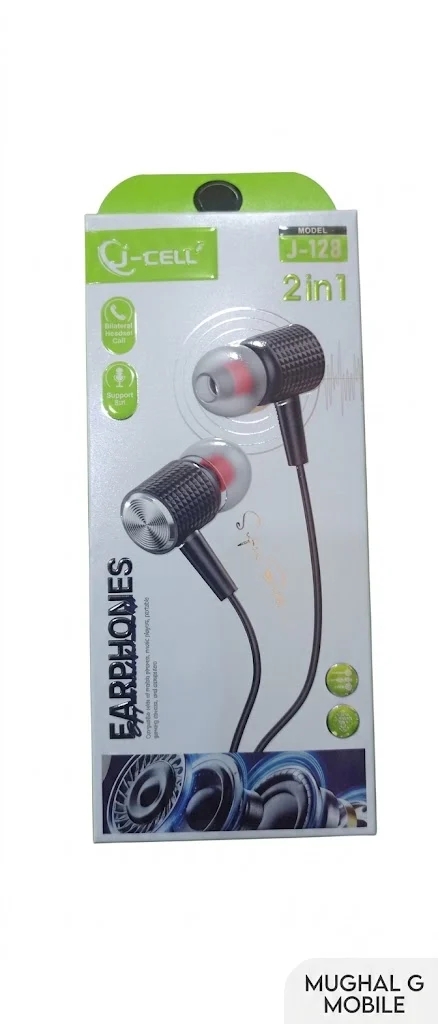 J-CELL J-128 2-in-1 Stereo Earphones – Premium Super Bass Wired Headset
